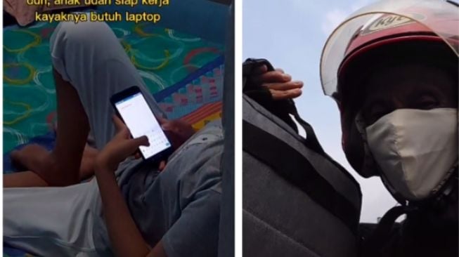 Perjuangan driver ojol belikan laptop untuk anak (tiktok)