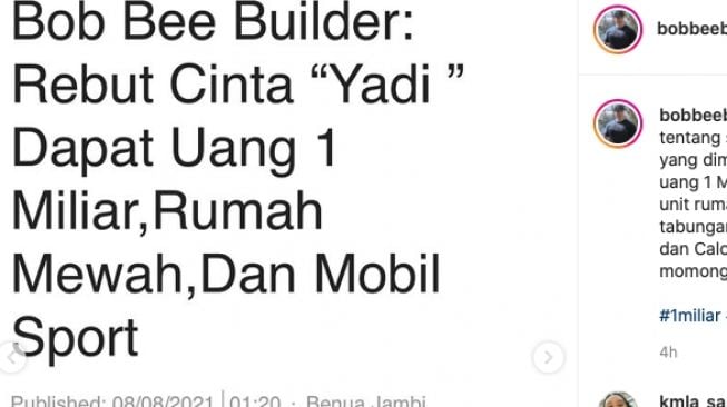 Unggahan Bob Bee Builder bikin sayembara [instagram]