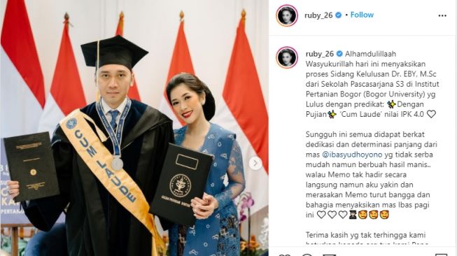 Momen Ibas Yudhoyono Wisuda Doktor. [Instagram/ruby_26]