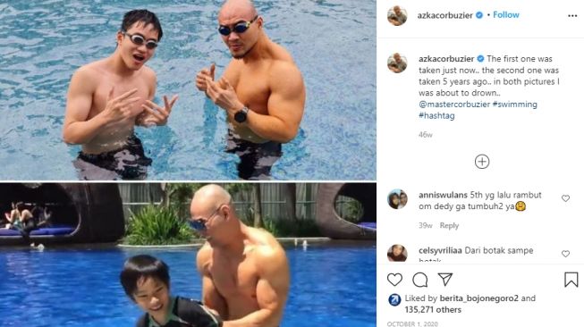 Potret Deddy Corbuzier dan Azka. [Instagram/mastercorbuzier/azkacorbuzier]