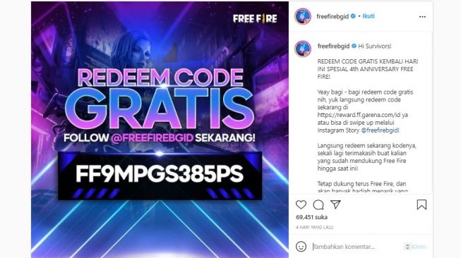 Jangan lewatkan, kode penyelamatan api gratis 27 Agustus 2021