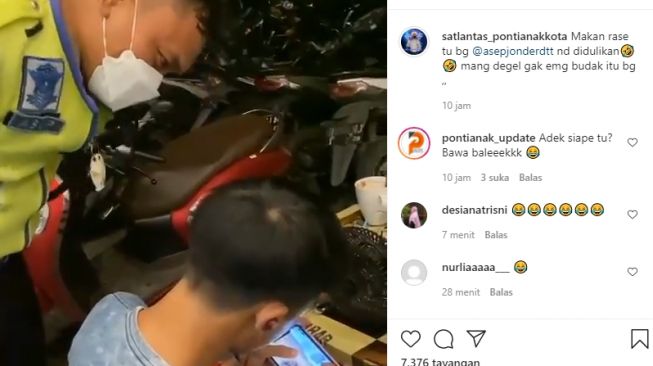 Viral gamers didatangi polisi tetap cuek. (Instagram/@satlantas_pontianakkota)