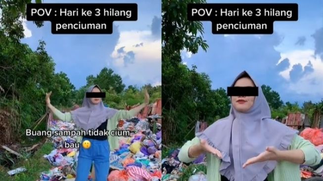 Indra Penciuman Hilang, Cewek Ini Joget TikTok di Tempat Pembuangan Sampah