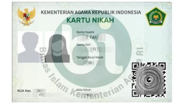 Tampilan depan Kartu Nikah Kementerian Agama RI [SuaraSulsel.id / Istimewa]