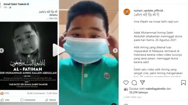 Aming Tawau, bocah viral karena imbauan menggunakan masker [Instagram/@nyinyir_update_official]