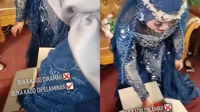 Pengantin Buka Kado di Pelaminan, Isinya Bikin Warganet Ngegas: Kan Sudah Halal