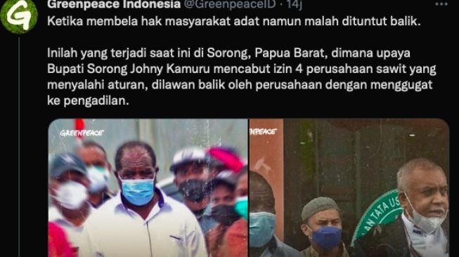 Bupati Sorong digugat empat perusahaan sawit [Twitter]