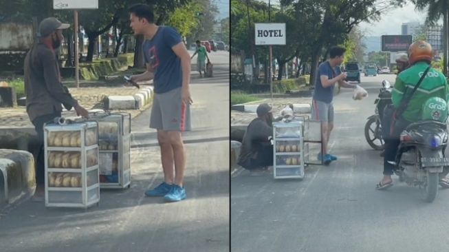 Pria Borong Roti Pedagang Keliling, Penjual Sampai Gemetar Dagangannya Laris Manis