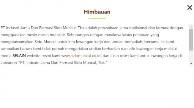 Himbauan PT Sido Muncul