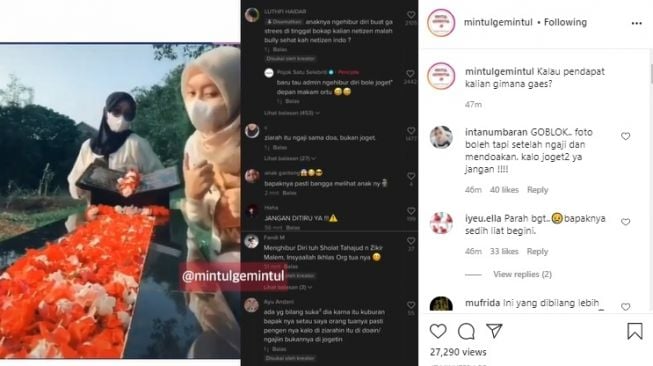 Viral Dua Perempuan Joget TikTok di Makam Tuai Kecaman. (Instagram/@mintulgemintul)