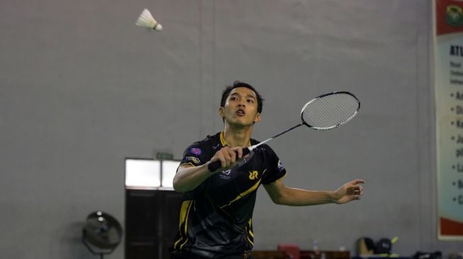 Pebulutangkis tunggal putra Indonesia, Jonatan Christie di Pelatnas PBSI, Cipayung, Jakarta Timur. [PBSI]