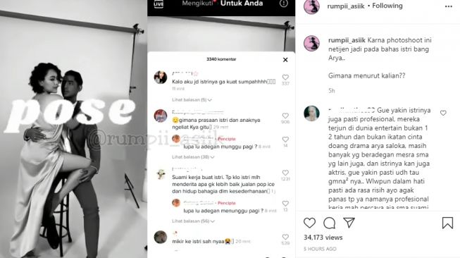 Komentar warganet soal pemotretan Arya Saloka dan Amanda Manopo. [Instagram/rumpii_asiik]