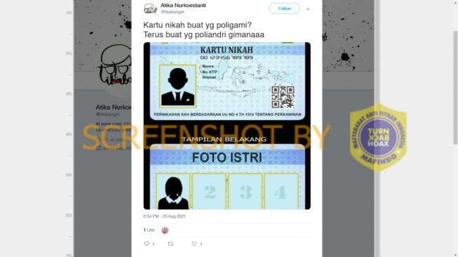 Beredar kabar jika kartu nikah baru untuk pria bisa pasang foto 4 istri poligami.