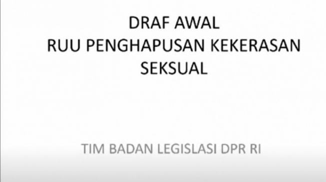 Tangkapan layar draft Rancangan Undang-Undang (RUU) tentang Penghapusan Kekerasan Seksual (PKS) dalam rapat pleno Baleg DPR RI, di Jakarta, Senin (30/8/2021). Antara/Fauzi Lamboka