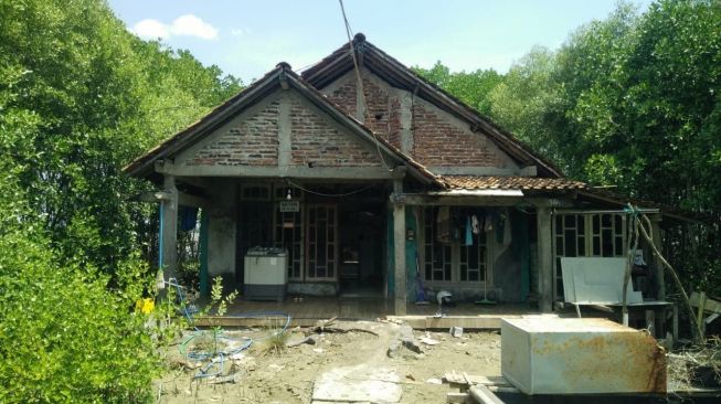 Keadaan rumah Sayidi di Bedono, Sayung, Kabupaten Demak (suara.com/Dafi usuf).
