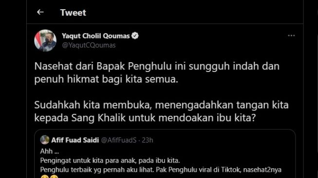 iral di Media Sosial, Penghulu Asal Malang Anas Fauzi Sukses Curi Perhatian Menteri Agama. [tangkapan layar Twitter]