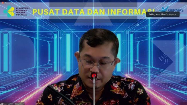 Kepala Pusat Data dan Informasi Kementerian Kesehatan (Kemenkes) Anas Ma'ruf jumpa pers virtual, Selasa (31/8/2021). [Screenshot/Dicky Prastya]