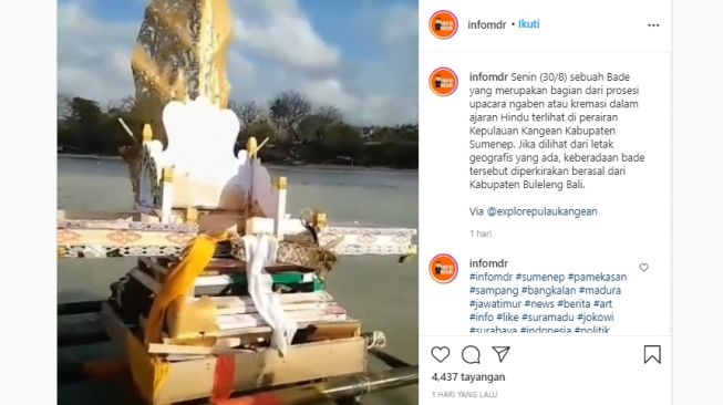 Viral Bade Upacara Ngaben di Bali Terseret Ombak Sampai Pulau Kangean Sumenep