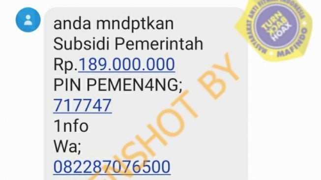 CEK FAKTA: Pertamina Beri Subsidi Rp 189 Juta via SMS, Benarkah?