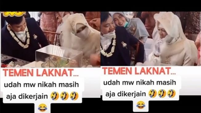 Pengantin Pria Syok Pas Buka Masker Mempelai Wanita saat Akad