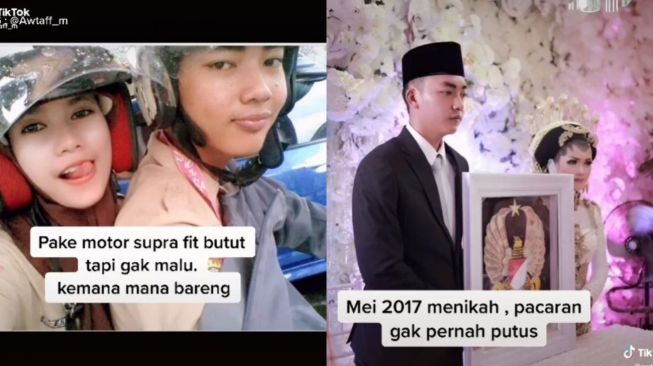 Viral Kisah Pasangan Pacaran dari SMA, Tak Pernah Putus hingga Menikah (tiktok.com/@awtaff_m)