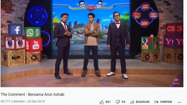 Aron Ashab tampil di acara The Comment yang dipandu Imam Darto [YouTube: The Comment]