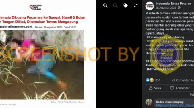 Viral Foto Perempuan Hamil 6 Bulan Tewas Dibuang Pacar ke Sungai, Ini Fakta Sebenarnya