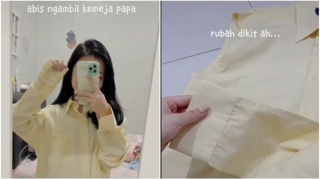 Ambil Kemeja Milik Ayahnya, Wanita ini Potong-potong Bajunya Jadi Bentuk Tak Terduga