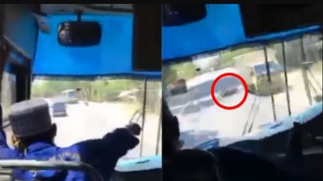 Detik-Detik Kecelakaan Maut Bus Sugeng Rahayu Vs Motor Di Madiun, Pemotor Tewas Di Tempat