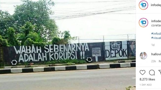 Viral Mural di Depok 'Wabah Sebenarnya Adalah Korupsi!'