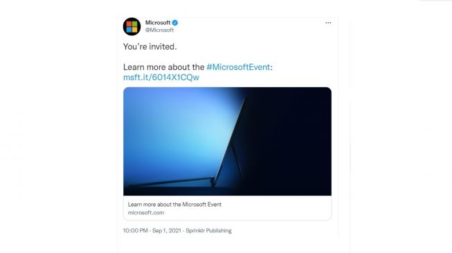 Undangan Microsoft acara Surface. [Twitter]