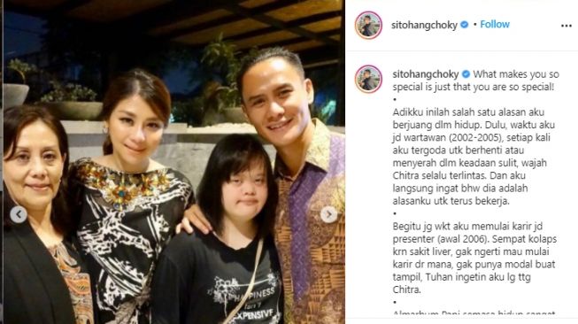 Chitra adik Choky Sitohang. [Instagram/sitohangchoky]