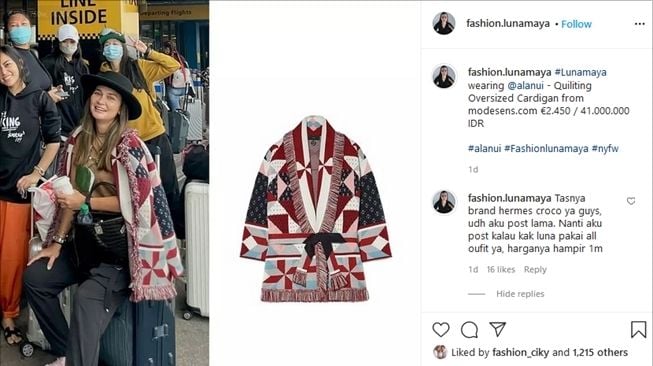 Detail kardigan Luna Maya seharga Rp41 juta. (Instagram/@fashion.lunamaya)