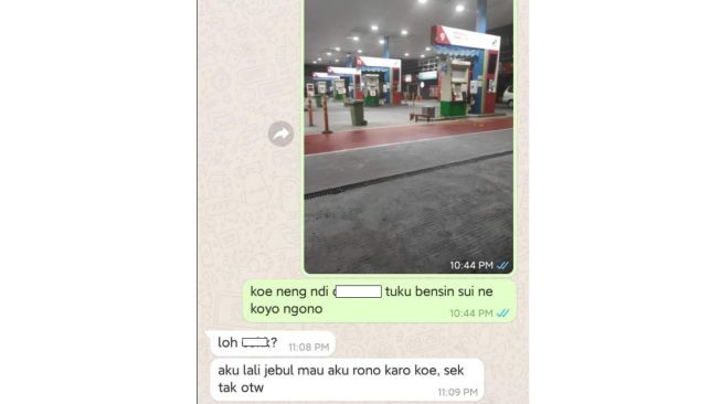 Percakapan kocak antara pemotor dan pembonceng saat di SPBU (Twitter)