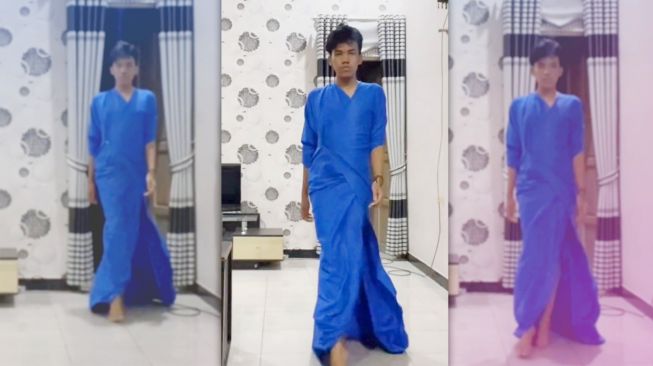 Super Kreatif, Cowok Ini Sulap Sprei Jadi Gaun Malam Trendi