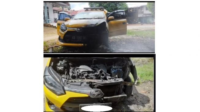 Toyota Agya terbakar gara-gara parkir di tempat area bakar sampah (TikTok)