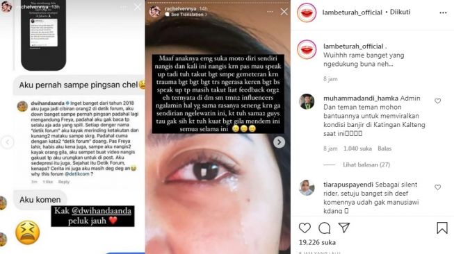 Unggahan soal Rachel Vennya [Instagram/@lambeturah_official]