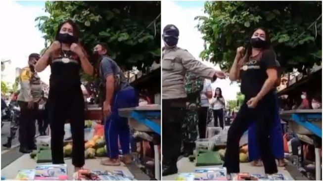 Viral Video Ibu-ibu Santai Goyang TikTok di Depan Polisi, Publik: Mentalnya Beda