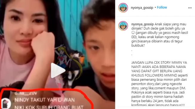 Nindy Ayunda saat live bareng anak (instagram.com)