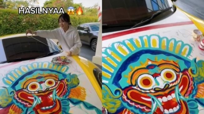 Cewek Lukis Bendera Merah Putih di Mobil Sport, Publik: Sisca Kohl Versi Melukis