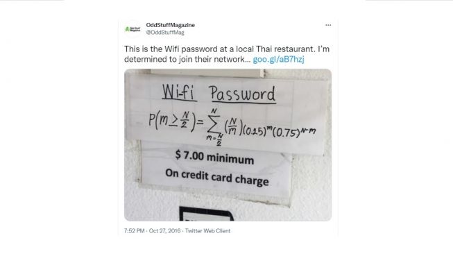 Kata sandi wifi unik. [Twitter]