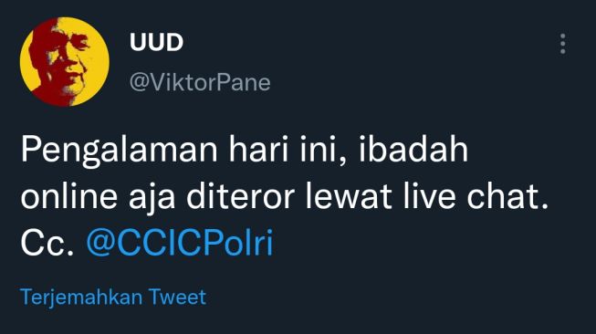 Viral! Umat kristiani diteror saat tengah ibadah secara virtual. (tangkapan layar/Twitter)