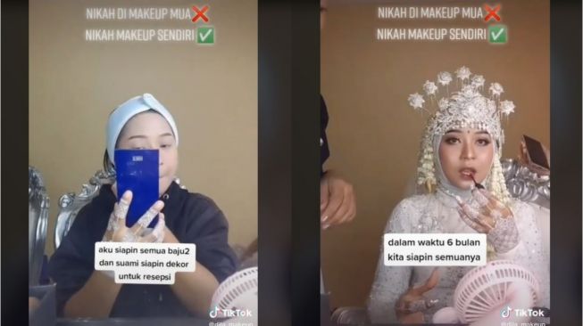  Viral Pengantin Wanita Dandan Sendiri di Hari Pernikahan (tiktok.com/dila_makeup)
