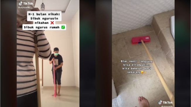 Viral Momen Pasangan Malah Beres-beres Rumah sebelum Menikah (tiktok.com/@utynyariki)