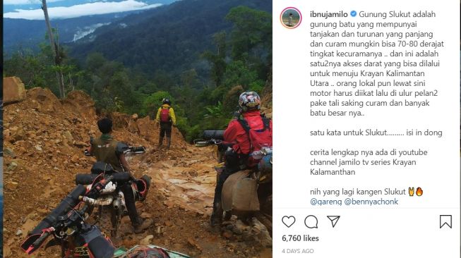 Ibnu Jamil beserta rombongan trabasan di Gunung Selukut (Instagram/ibnujamilo)