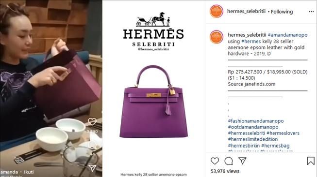 Amanda Manopo pakai tas Hermes seharga Rp270 juta. (Instagram/@hermes_selebritii)