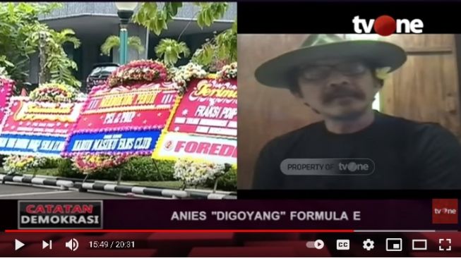 Sujiwo Tejo tanggapi soal karangan bunga dukung Interpelasi Anies Baswedan (youtube)