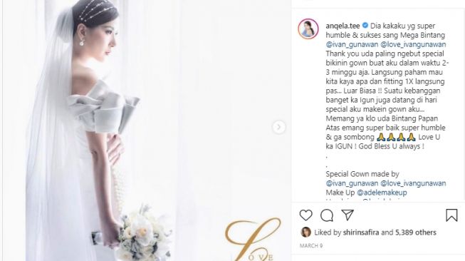 Seleb nikah pakai gaun rancangan Ivan Gunawan. [Instagram]