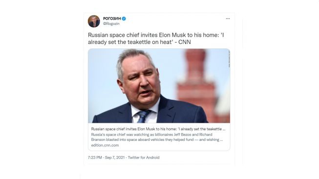 Elon Musk diajak minum teh bersama pejabat Roscosmos. [Twitter]