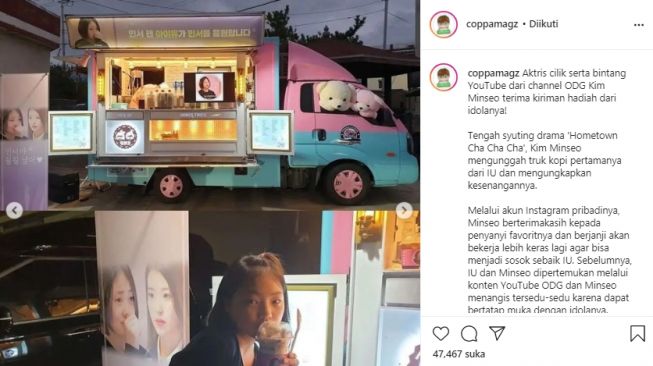 Kim Minseo dikirimi IU truk kopi (instagram.com)